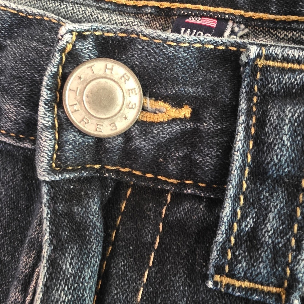 THRE3 Men's Jeans W30 L30 Dark Wash Straight Leg 100% Cotton - Picture 9 of 12